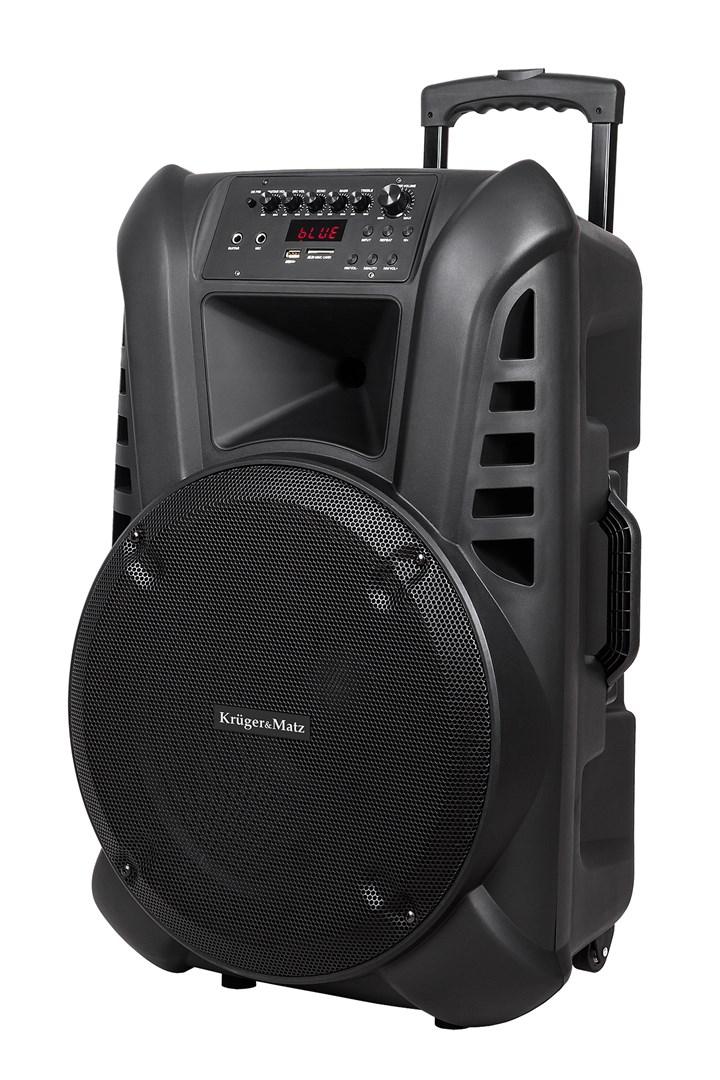 Aktiv højttaler 60 W - Bluetooth, FM, USB, SD + 2 trådløse UHF-mikrofoner billede