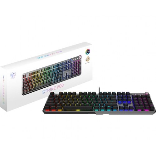 MSI Strike 600 gaming-tastatur – mekanisk, RGB, fuld størrelse, USB, QWERTY (engelsk) – Sort
