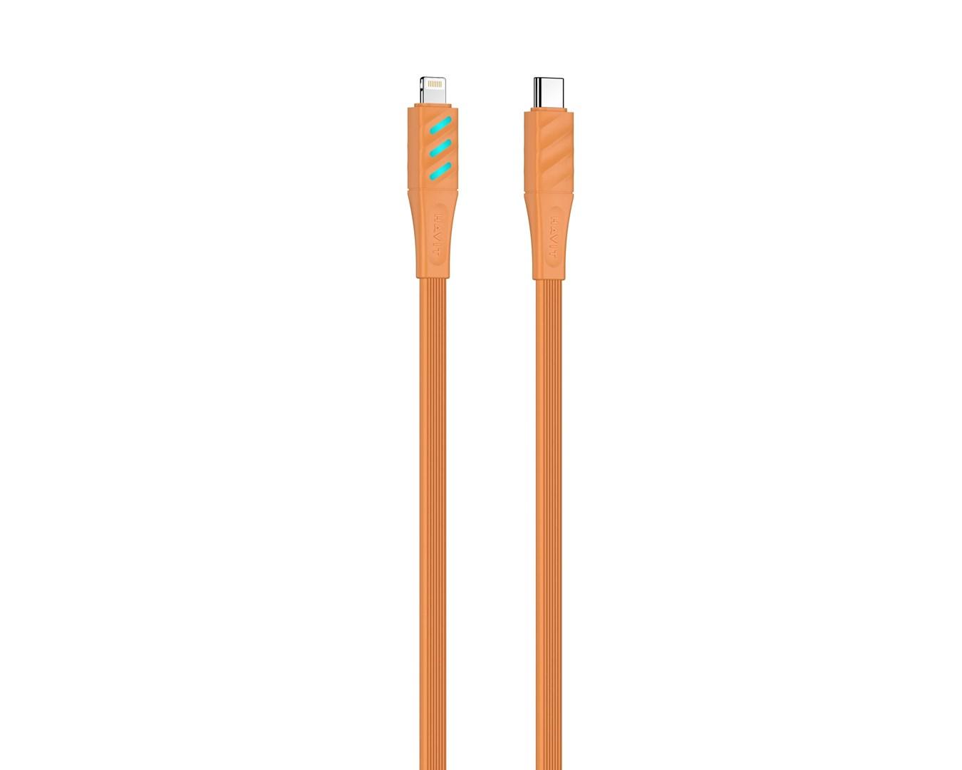 Havit CB6255 USB‑C til Lightning opladningskabel 1 m – orange billede