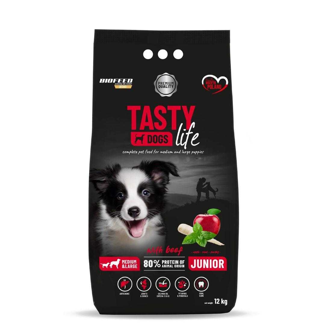 BIOFEED Tasty Life Junior Medium & Large – tørfoder med oksekød 12 kg billede