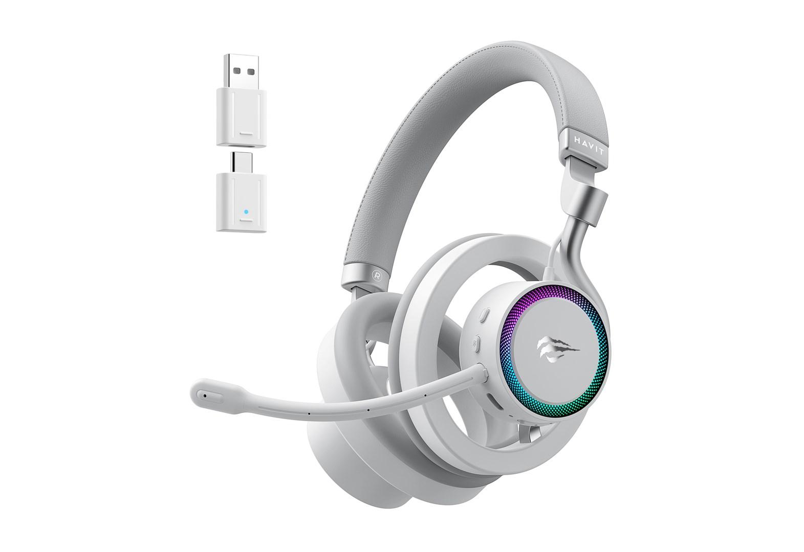 Havit Fuxi-H8 gaming-headset – kablet/trådløst, hvid billede