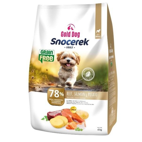 GOLD DOG Snocerek Grain Free – små hunde, oksekød & laks med kartoffel, tørfoder – 4 kg billede