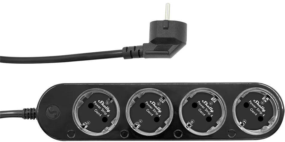 Shelly Power Strip 4 Gen4 - sort stikdåse med 4 udtag