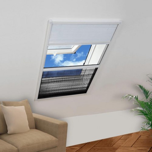 Insektnet til tagvindue plissé med skygge 160 × 80 cm - hvid/ sort