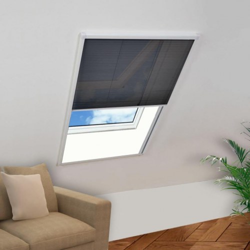 Insektnet til vindue plissé 80 × 160 cm - hvid ramme, sort net