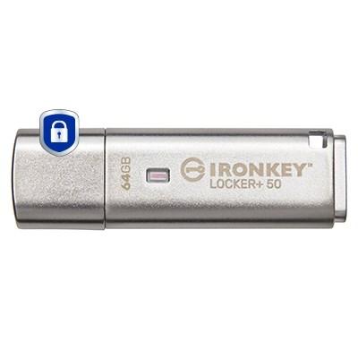 Kingston IronKey Locker+ 50 USB-nøgle 64 GB - AES 256-bit, USB 3.2 Gen 1