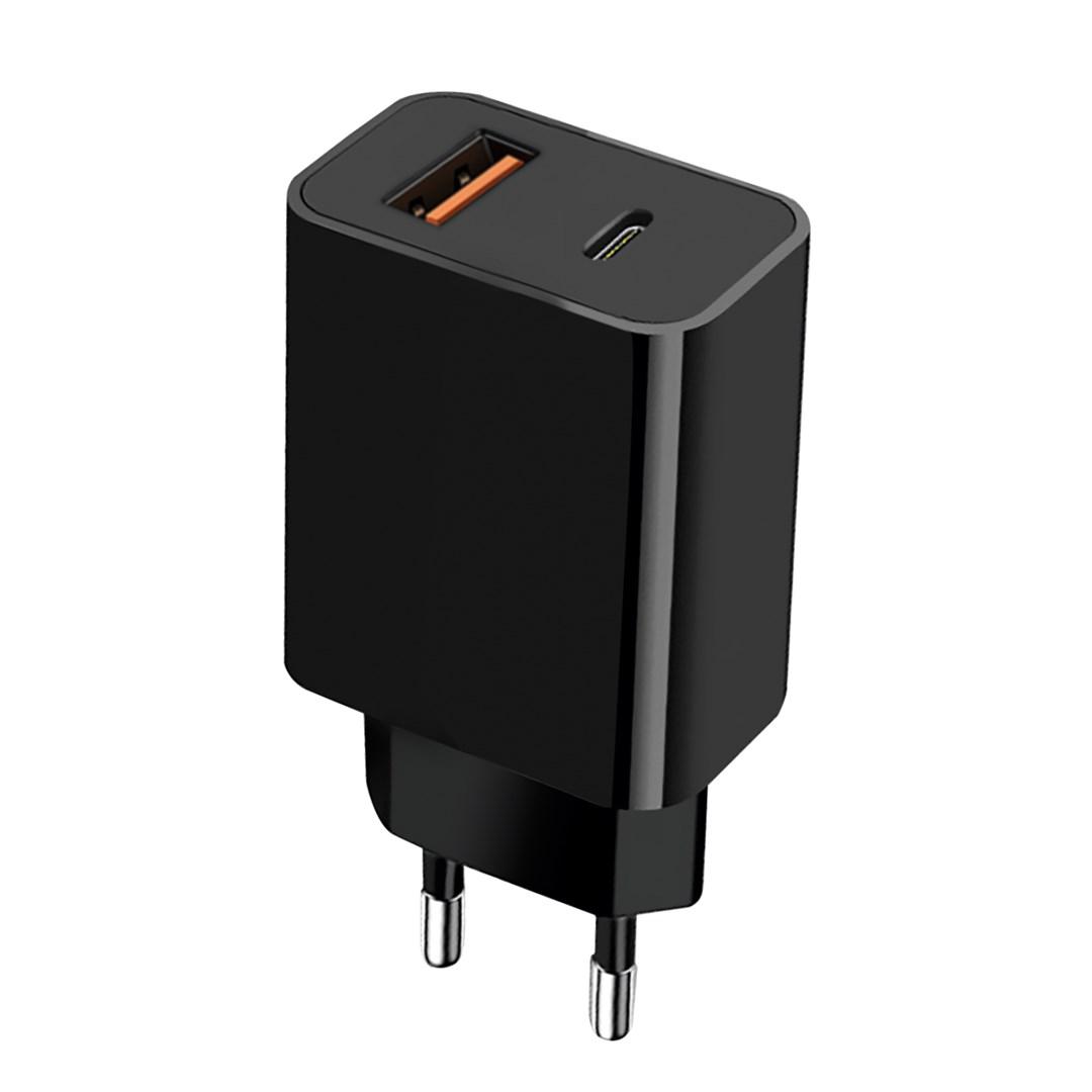 Msonic vægoplader USB + USB‑C 20 W med PD 2.0 og QC 3.0 – Sort (MY6635K) billede