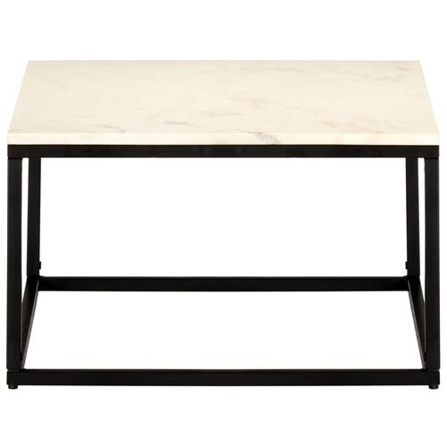 Sofabord 60x60x35 cm ægte sten med marmortekstur hvid