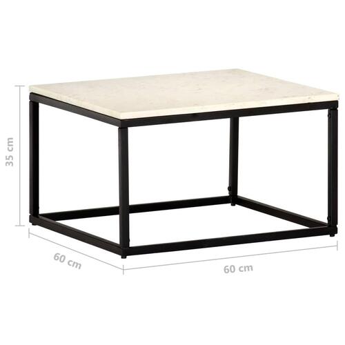 Sofabord 60x60x35 cm ægte sten med marmortekstur hvid