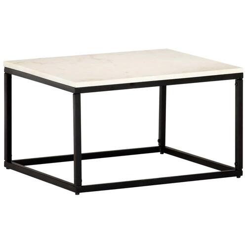 Sofabord 60x60x35 cm ægte sten med marmortekstur hvid
