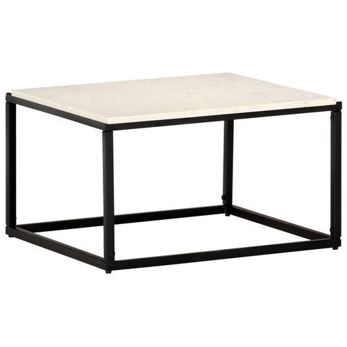 Sofabord 60x60x35 cm ægte sten med marmortekstur hvid