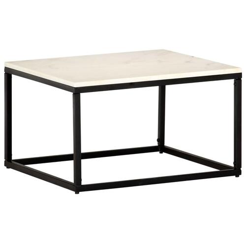 Sofabord 60x60x35 cm ægte sten med marmortekstur hvid
