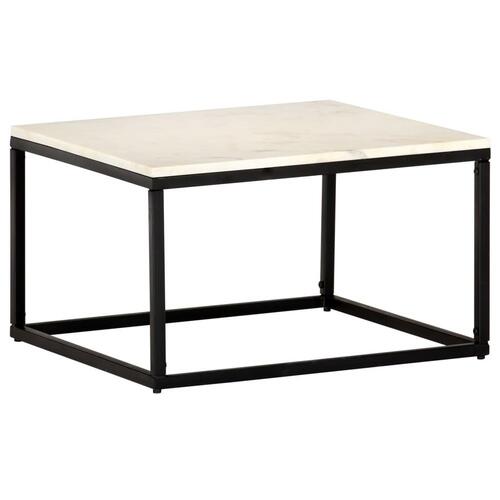 Sofabord 60x60x35 cm ægte sten med marmortekstur hvid