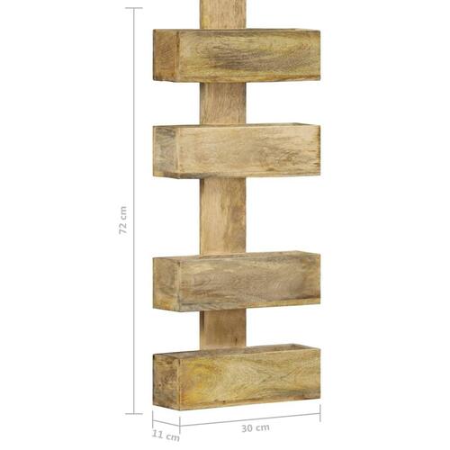 Væghængt magasinholder 30x11x72 cm massivt mangotræ