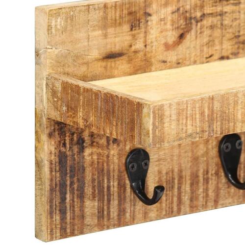 Væghængt knagerække 60x15x20 cm massivt ru mangotræ