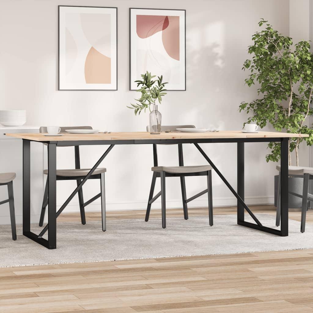 Spisebord 200x100x75 cm O-stel massivt fyrretræ og stål billede