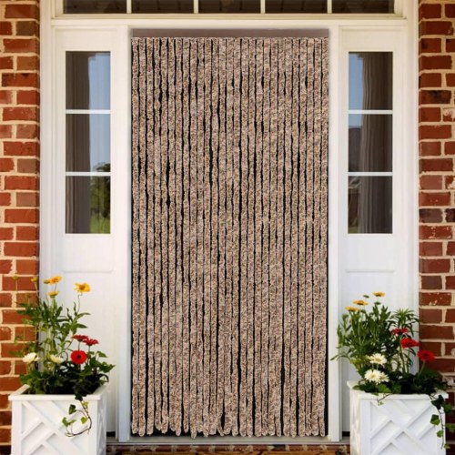Flueforhæng 118×220 cm i chenille - beige/mørkebrun