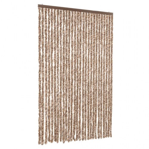 Flueforhæng 118×220 cm i chenille - beige/mørkebrun