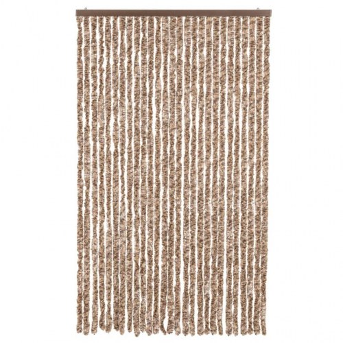 Flueforhæng 118×220 cm i chenille - beige/mørkebrun