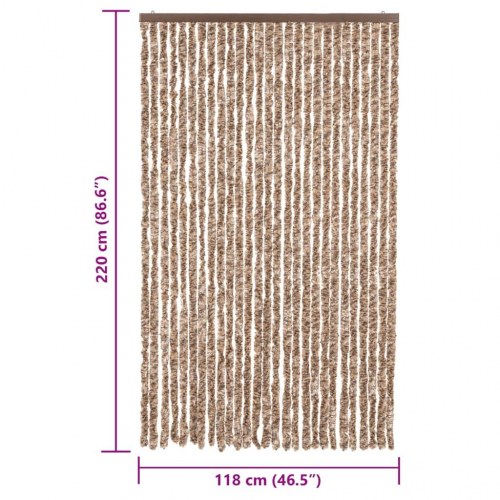 Flueforhæng 118×220 cm i chenille - beige/mørkebrun