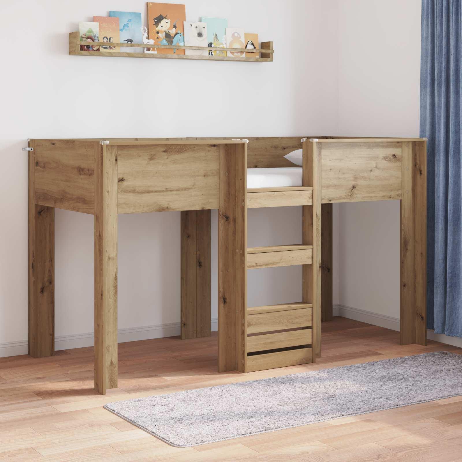 Køjeseng til Børn Artisan Egetræ 75 x 190 cm Konstrueret træ billede