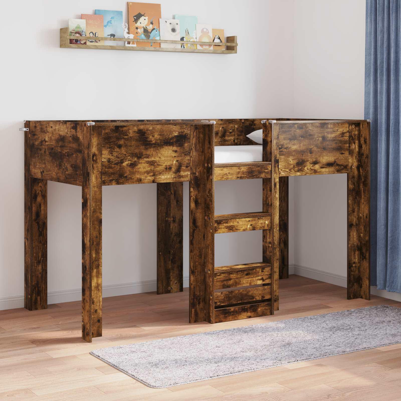 Køjeseng til Børn Røget eg 75 x 190 cm Konstrueret træ billede