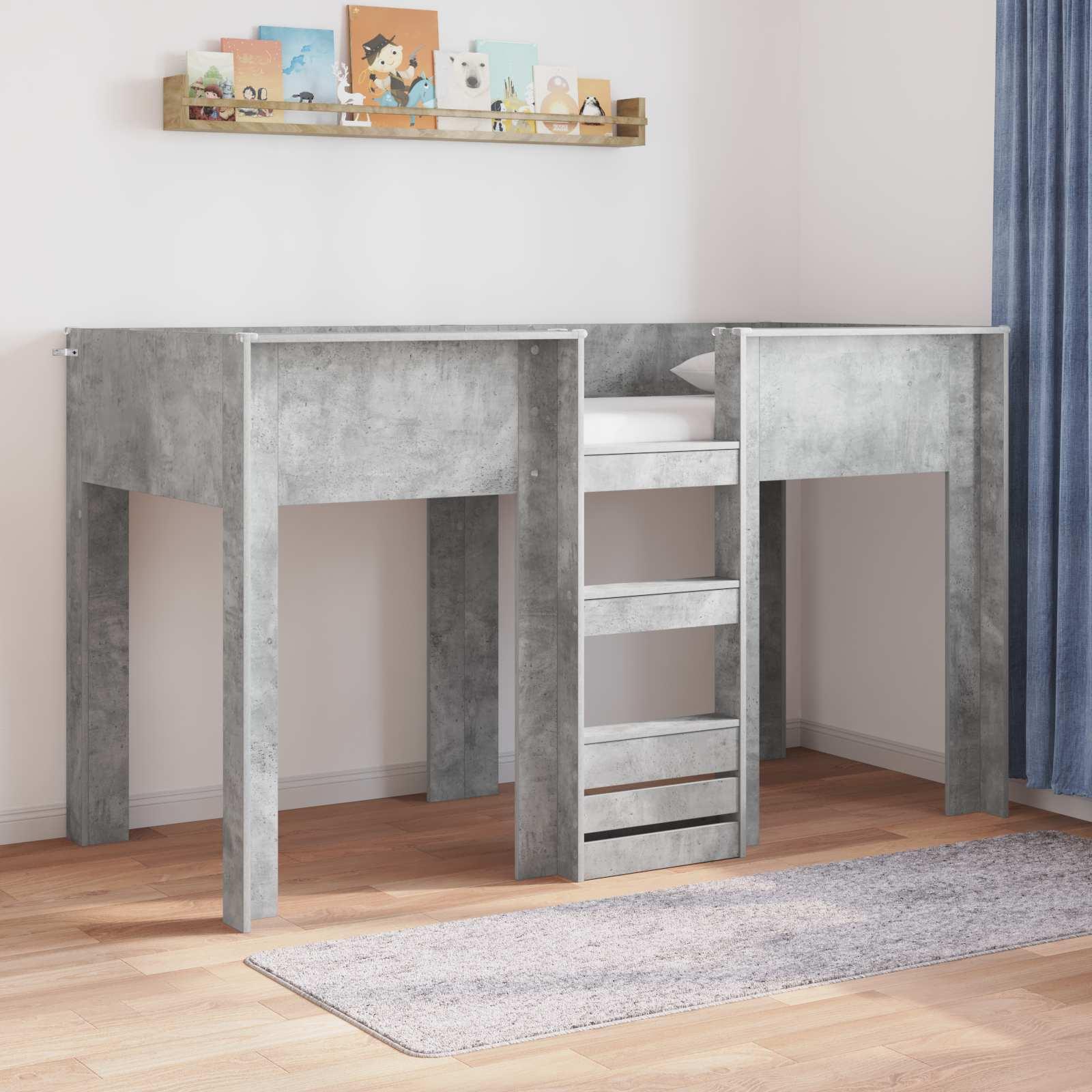 Køjeseng til Børn Beton Grå 75 x 190 cm Konstrueret træ billede