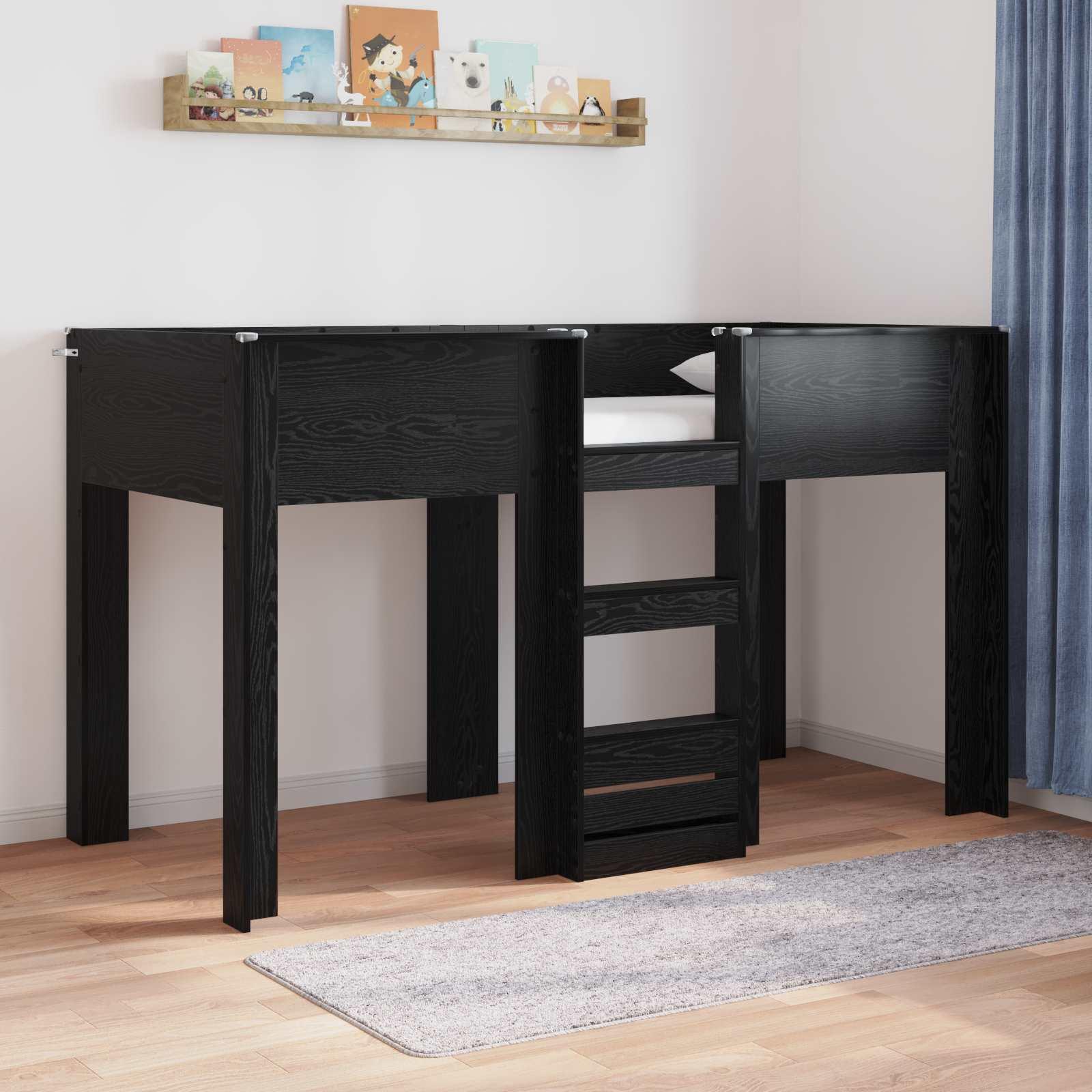 Køjeseng til Børn Sort eg 75 x 190 cm Konstrueret træ billede