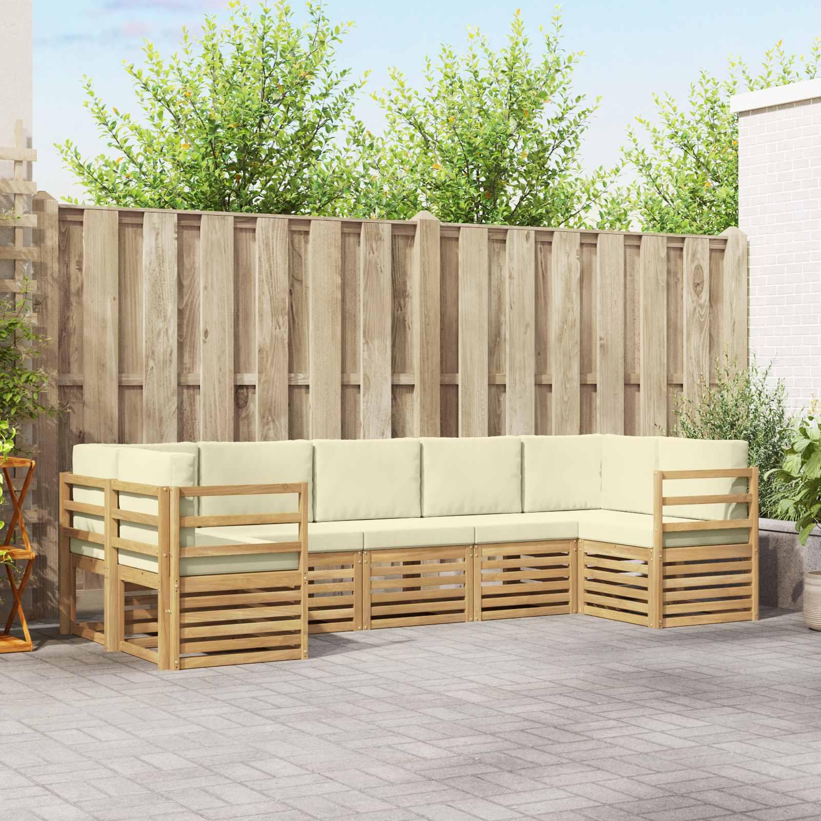 Sektionalsofa sæt med pude 7 stk Hvid og cremefarvet Polyester billede