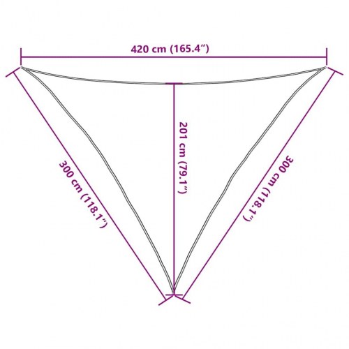 Solsejl trekantet 3×3×4,2 m - HDPE 160 g/m², sandfarvet