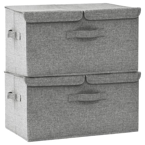 Opbevaringskasser 2 stk. 50x30x25 cm stof grå