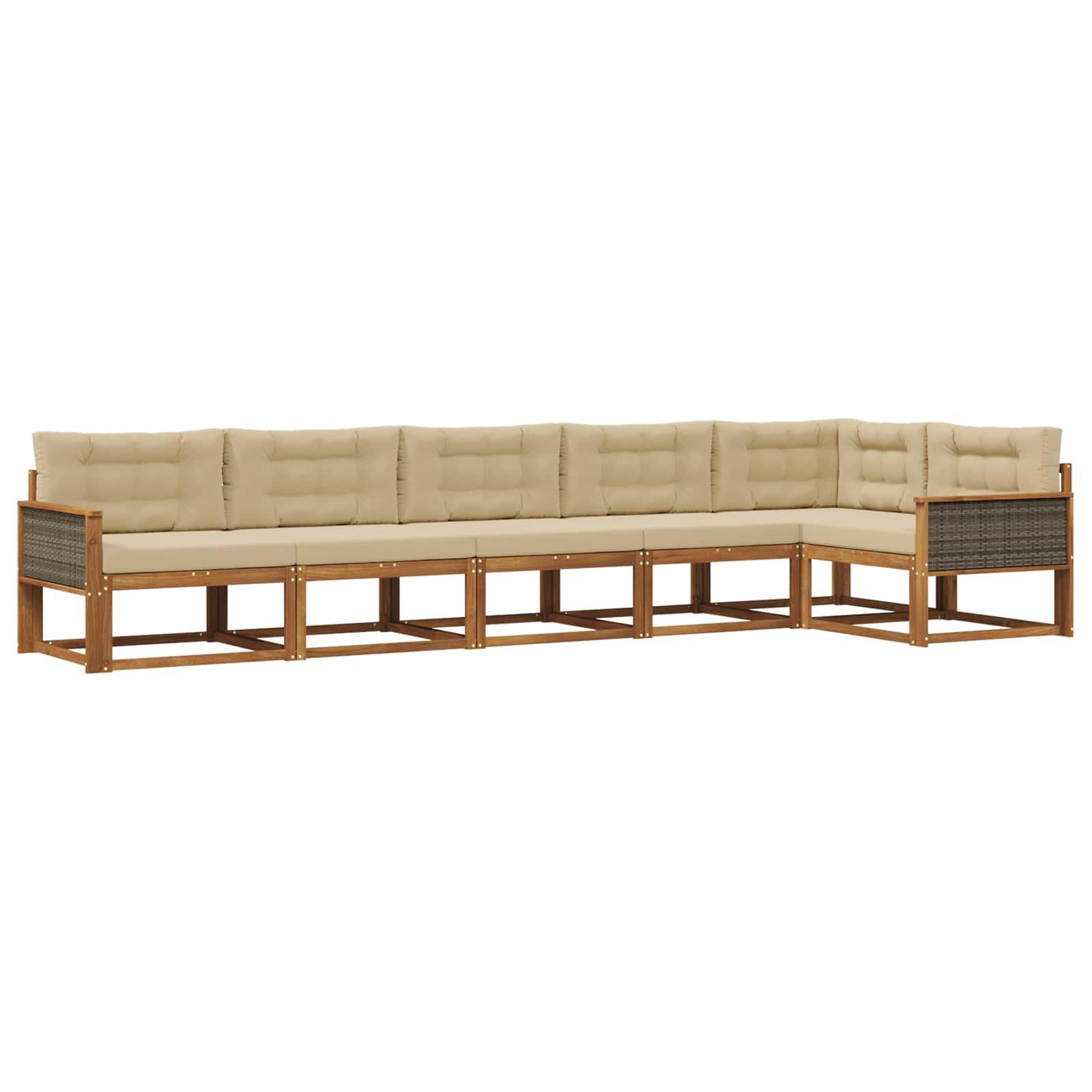 Udendørs sofagruppe med pude 6 stk Naturlig og Beige billede