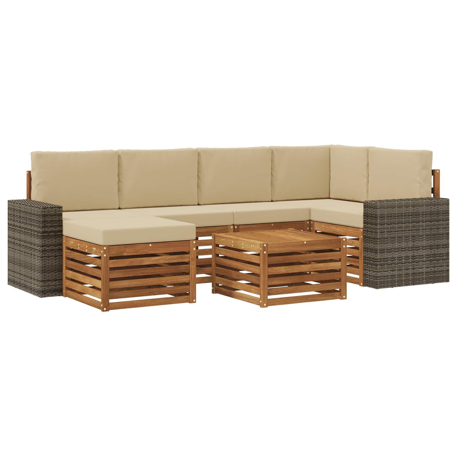 Sektionalsofa sæt med pude 7 stk Naturlig og Beige billede