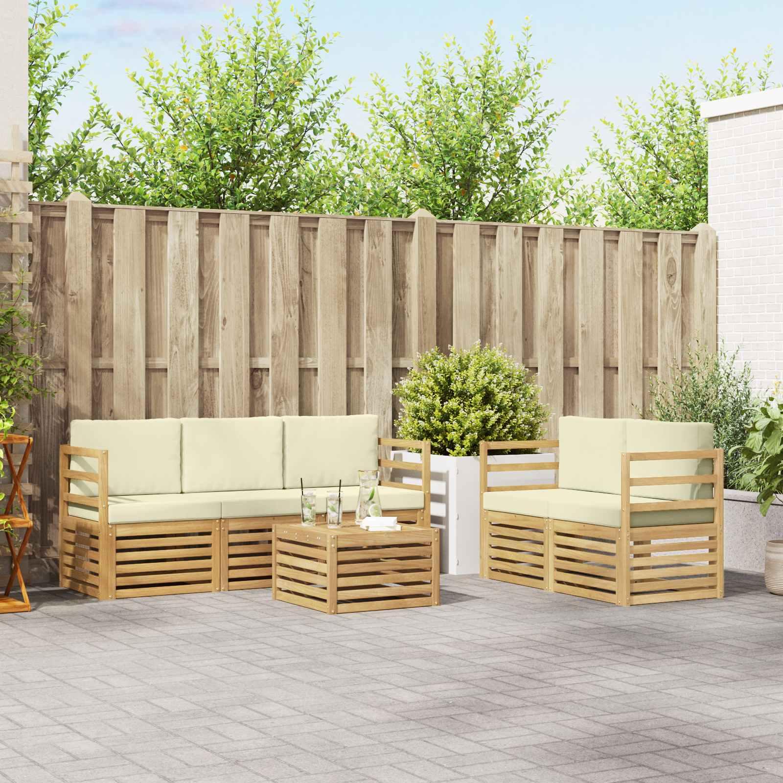 Udendørs sofasæt i massivt akacietræ - modulært loungesæt til terrasse og have
