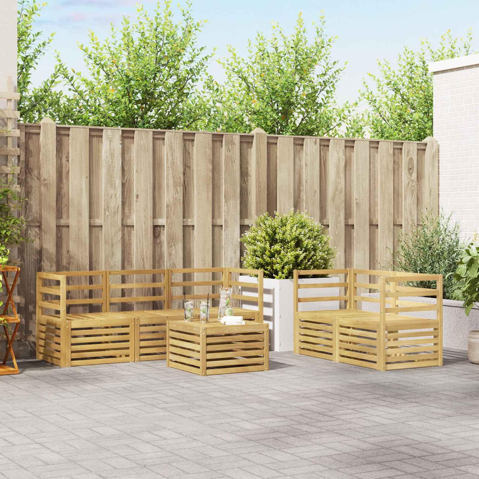 Udendørs sofasæt i massivt akacietræ - modulært loungesæt til terrasse og have