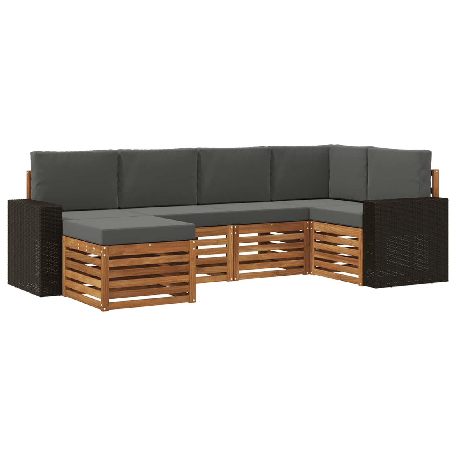 Sektionalsofa sæt med pude 6 stk Naturlig og Antracit billede