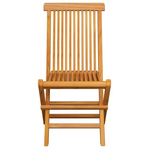 Havestole i massivt teaktræ - foldbare med røde hynder, 8 stk.