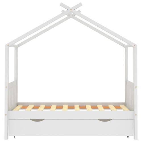 Sengeramme til børneseng med skuffe 80x160 cm fyrretræ hvid