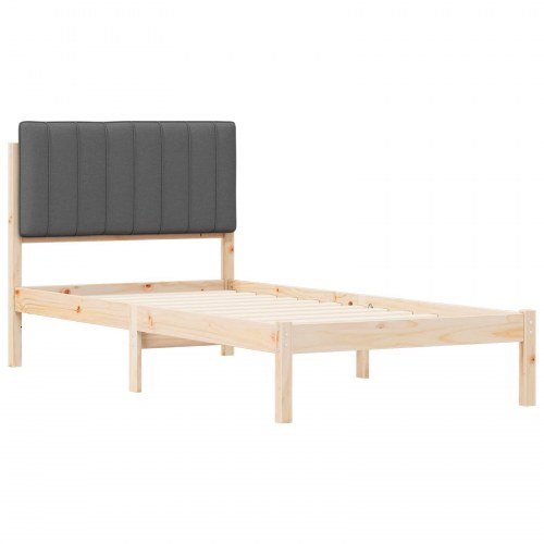 Sengestel med polstret hovedgavl 90 x 200 cm - naturfarvet og mørkegrå