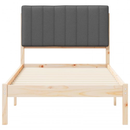 Sengestel med polstret hovedgavl 90 x 200 cm - naturfarvet og mørkegrå