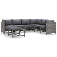 Loungesæt til haven 8 dele med hynder polyrattan grå