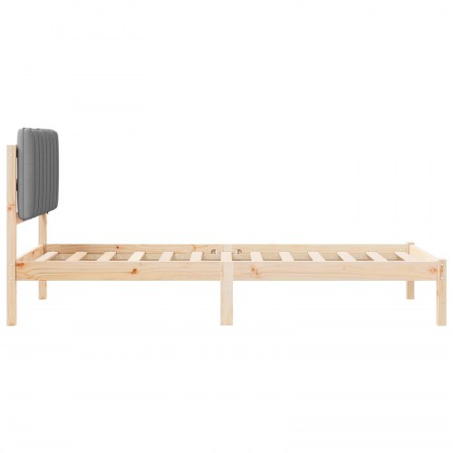 Sengestel med polstret hovedgavl 90 x 200 cm - naturfarvet og lysegrå
