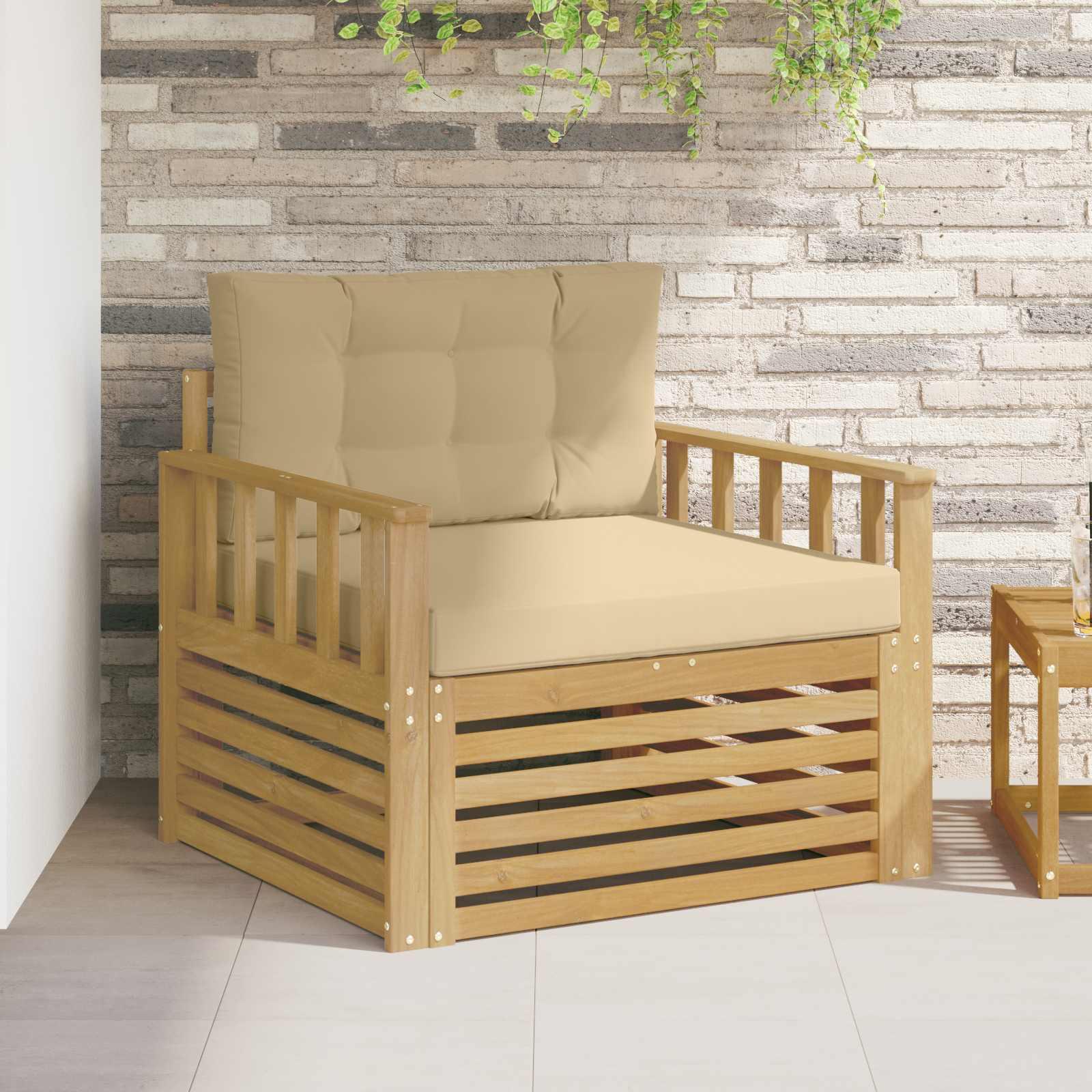 Udendørs sofa Polyester Hvid og beige billede
