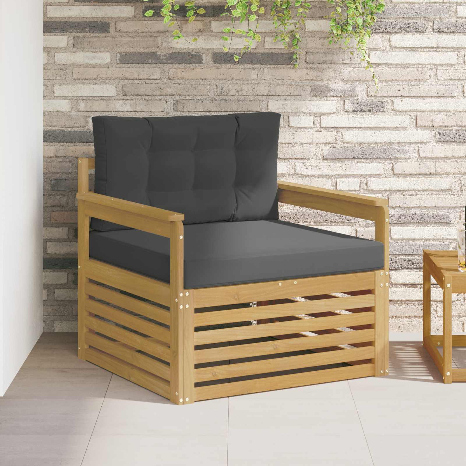 Udendørs sofa Polyester Hvid og antracitgrå billede