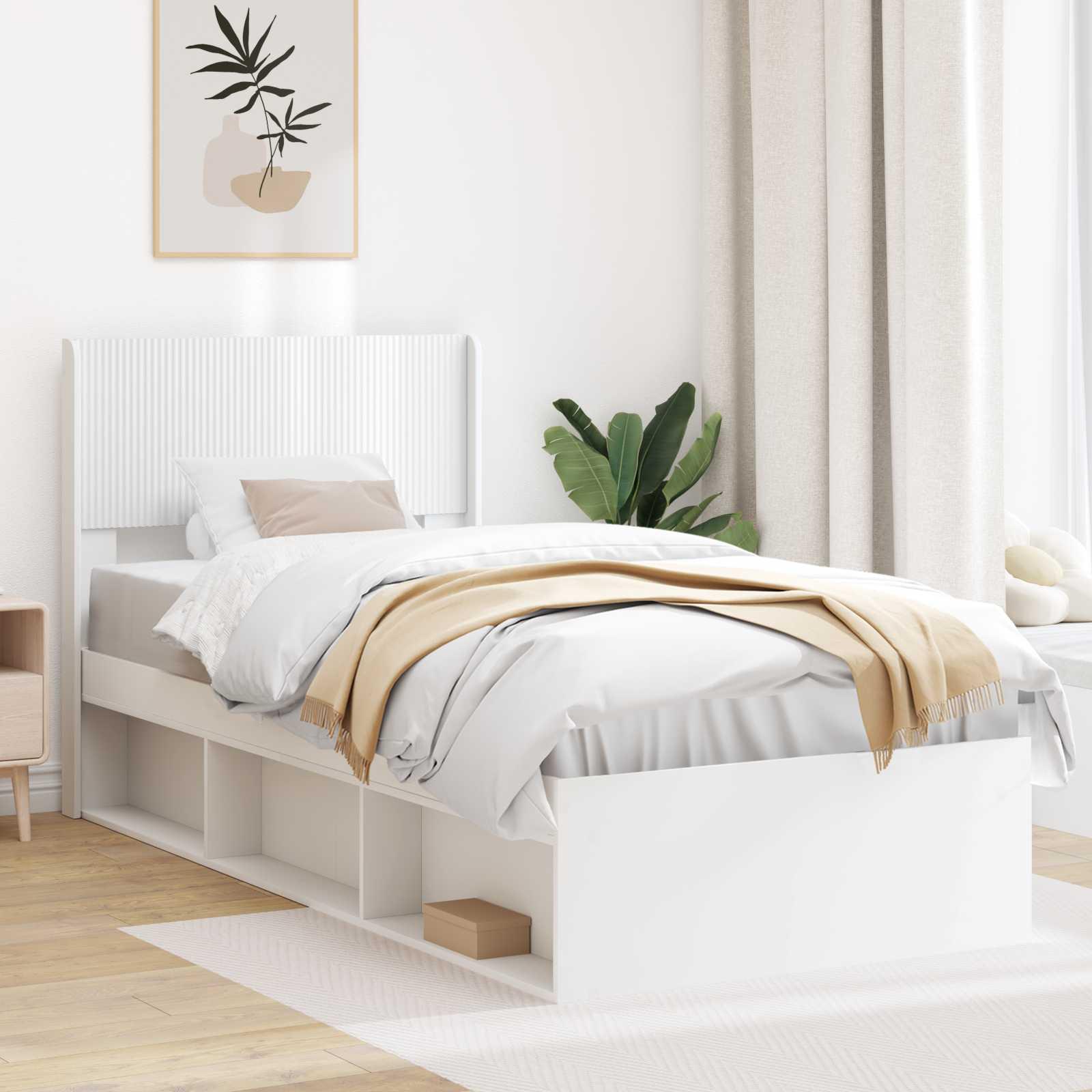 Hovedgavl med lodrette spiler - hvid, 105 × 100 cm billede