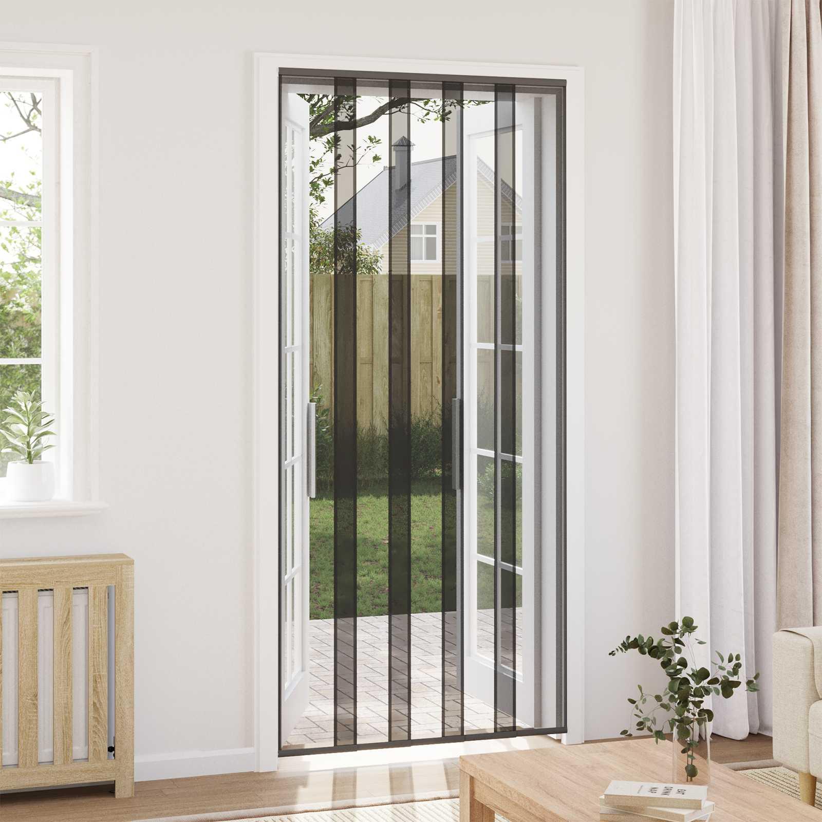Insektdørskærm med netforhæng - sort 110 × 240 cm, polyester