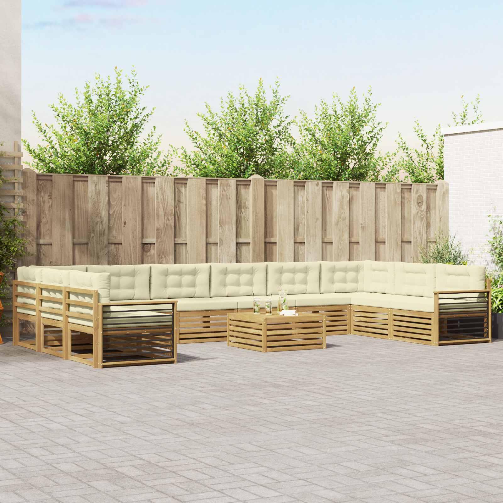Udendørs sofasæt i massivt akacietræ - modulært loungesæt til terrasse og have
