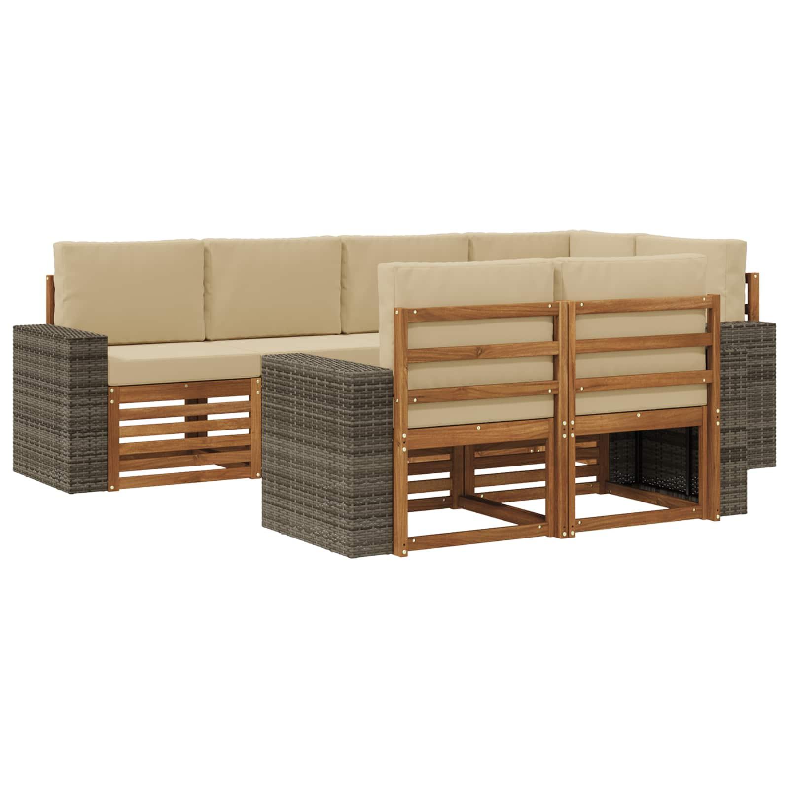 Sektionalsofa sæt med pude 7 stk Naturlig og Beige billede