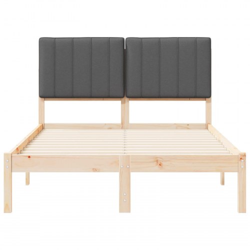 Sengestel med polstret hovedgavl 120 x 200 cm - naturfarvet og mørkegrå
