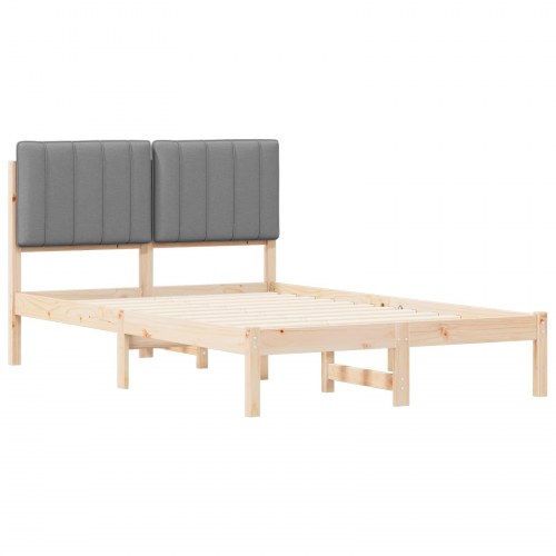 Sengestel med polstret hovedgavl 120 x 200 cm - naturfarvet/lysegrå
